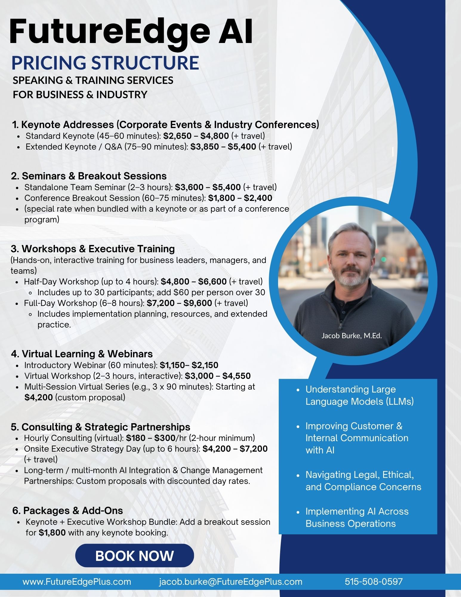 FutureEdge Business Professionals Pricing Structure